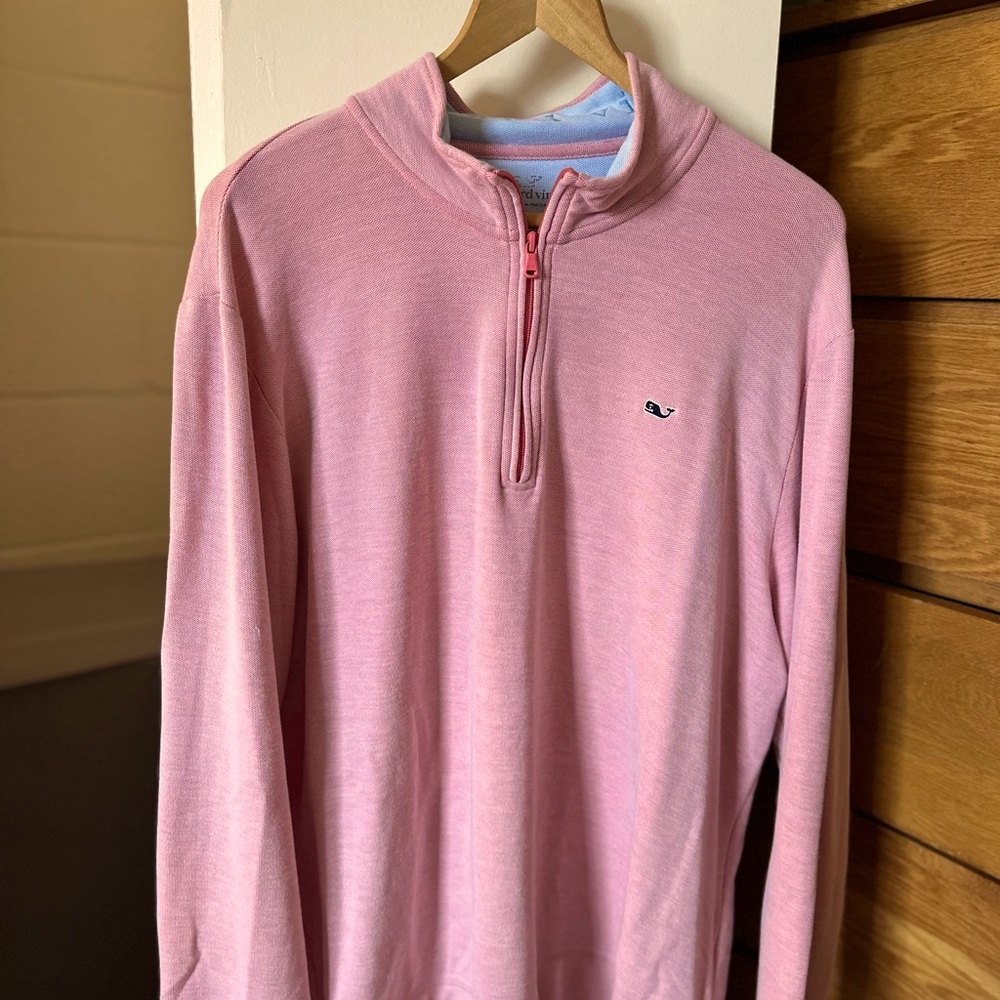 Men’s Vineyard Vines 1/2 Zip Salmon Pink XL